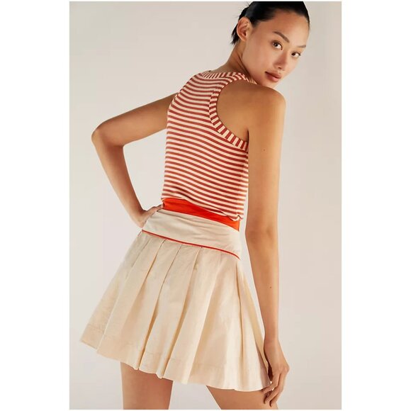 ANTHROPOLOGIE Maeve | Pleated A-Line Cotton Tennis Pickleball Mini Skirt | NWT - Picture 3 of 4